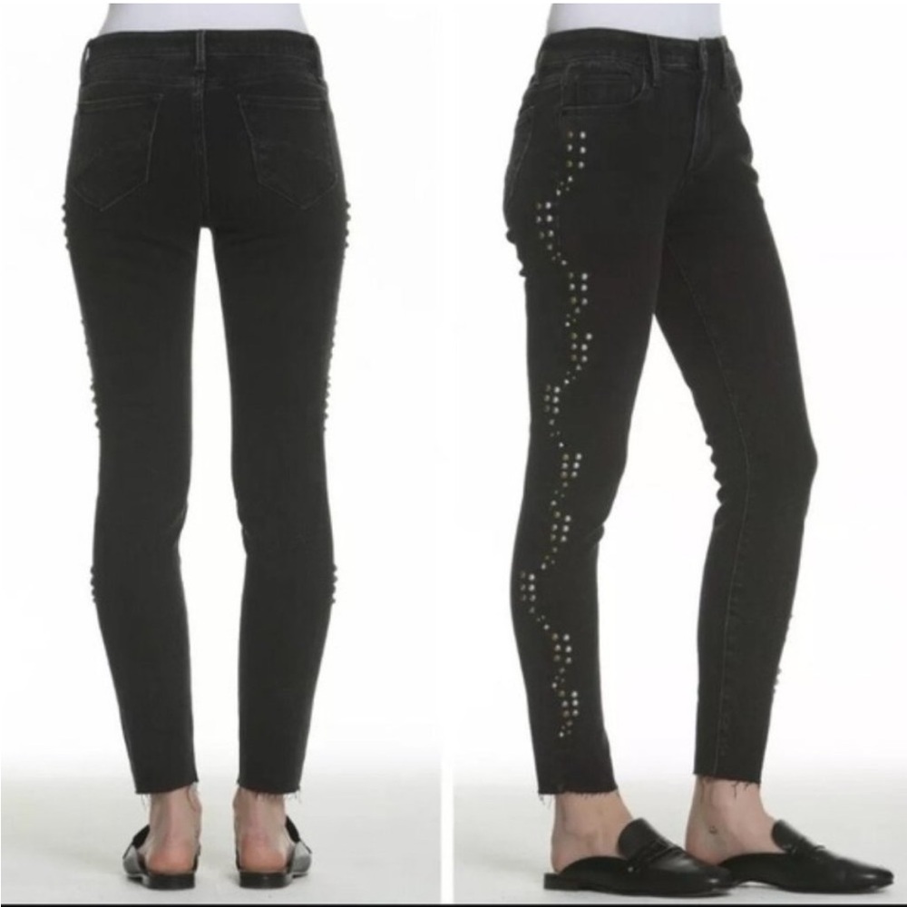 DriftBlack Jackie Black Studded Women's Jeans with frayed hem in size 27